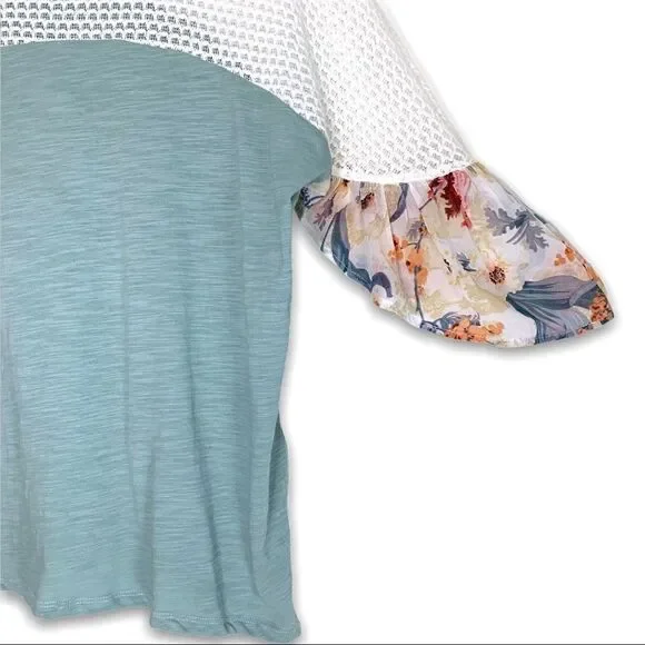 Umgee Open Knit Flutter Sleeve Top - Picture 4 of 6